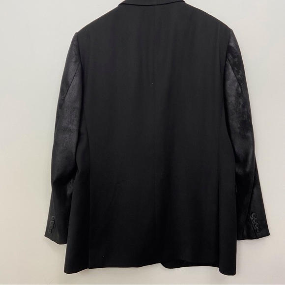 Pal zileri Lab black blazer slim fit wool blend bi-material shinny sleeve siz 54 - Picture 3 of 16